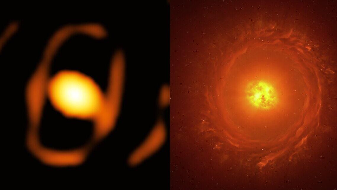 Умирающая звезда в Большом Магеллановом Облаке. Кадры до и после обработки