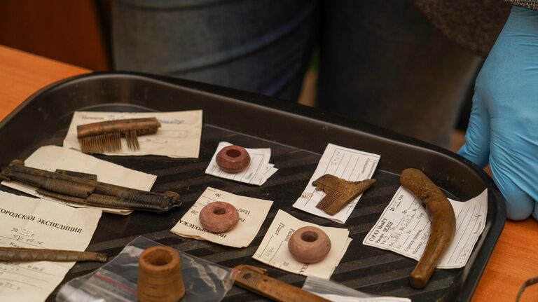 Артефакты, обнаруженные археологами на Троицком раскопе в Великом Новгороде