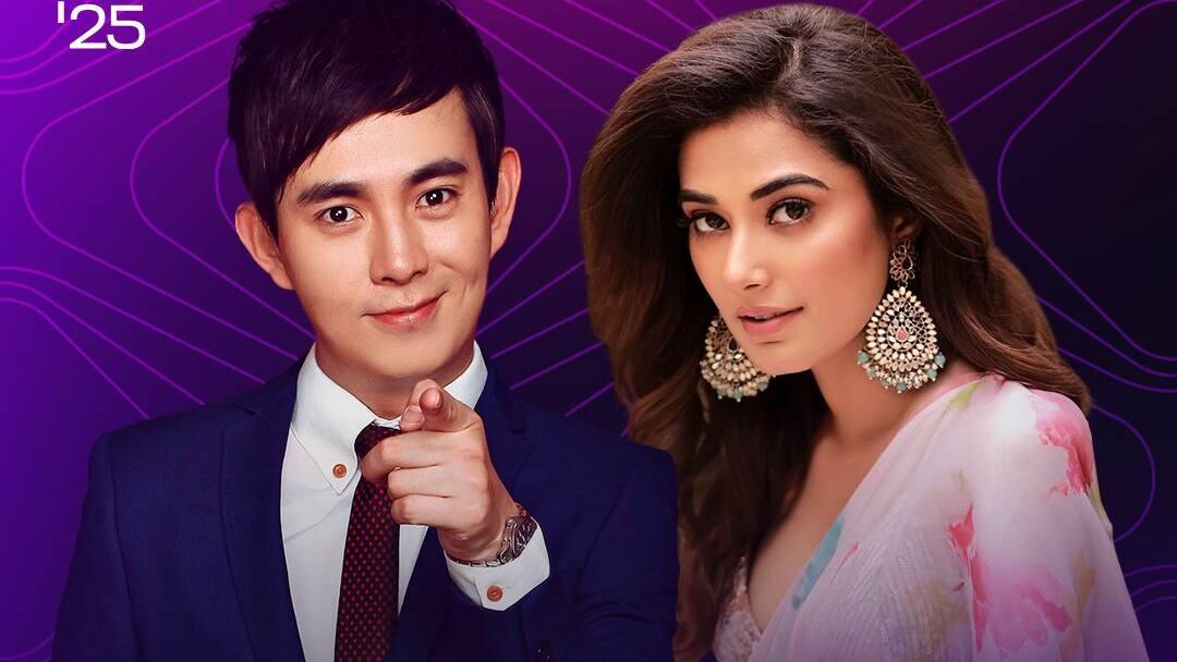 Ведущие конкурса Интервидение актриса Стэфи Патель и телеведущий Мэнг Лэй