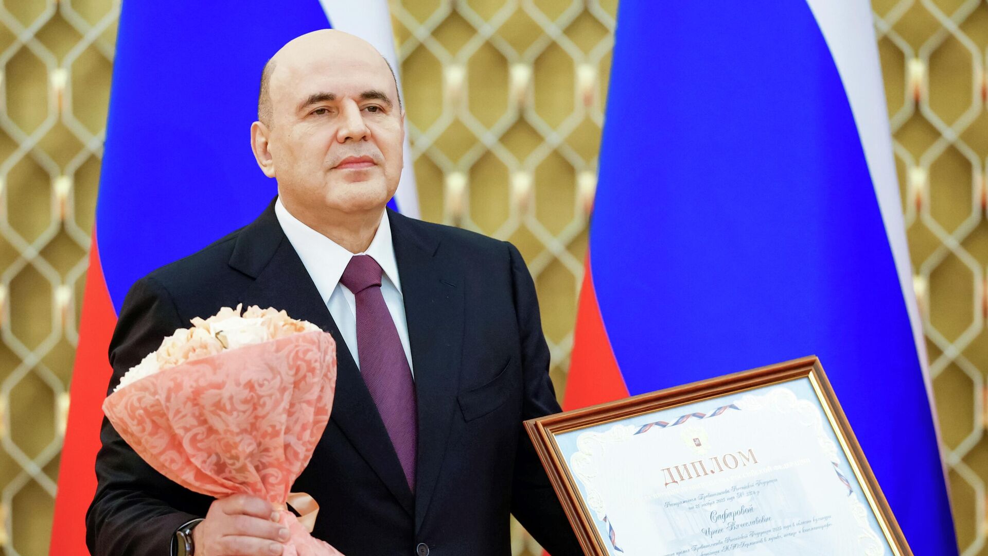 Председатель правительства РФ Михаил Мишустин на церемонии вручения премий Правительства РФ 2025 года в области культуры. 16 декабря 2025