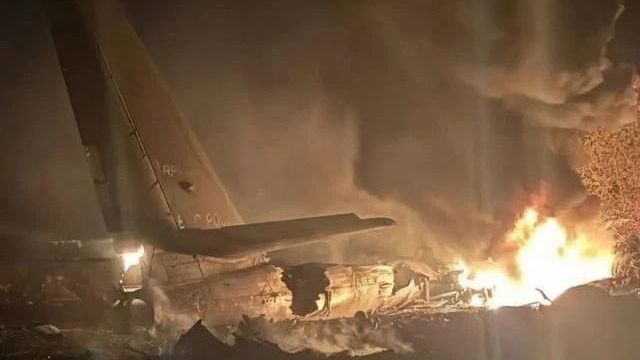 Пожар на месте крушения самолета Ту-95МС в Амурской области