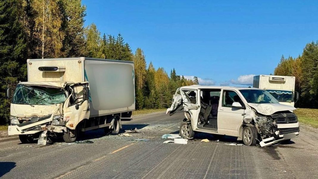 В Карелии семь человек пострадали в ДТП с микроавтобусом и грузовиком