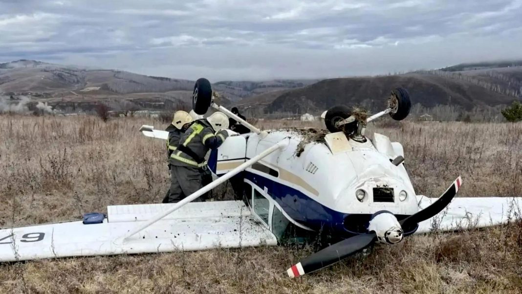 В Забайкалье самолет «Cessna 182» опрокинулся при жесткой посадке